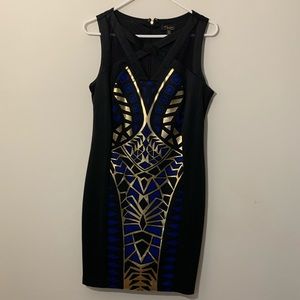 Thalia Sodi Metallic Geo-Print Cutout Sheath